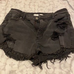 Black denim shorts